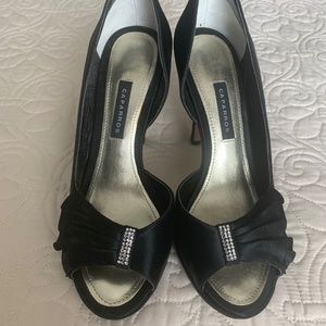 LIKE NEW - Caparros Black Satin w/ Rhinestone Accent Dress Sandals